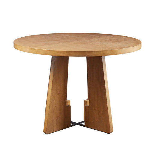 Round Dining Table With Pecan Wood Veneer - Walnut - R&R Furniture Gallery (Fountain Valley, CA)
