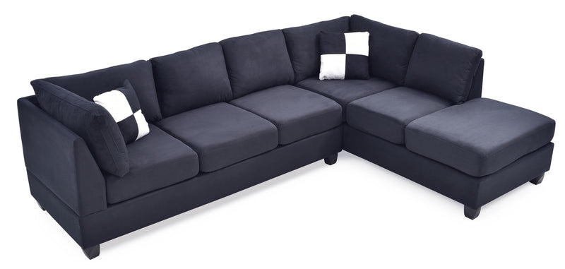 Glory Furniture Malone Comfort Sectional sofa with plush cushions and modern design, shown in a living room setting.