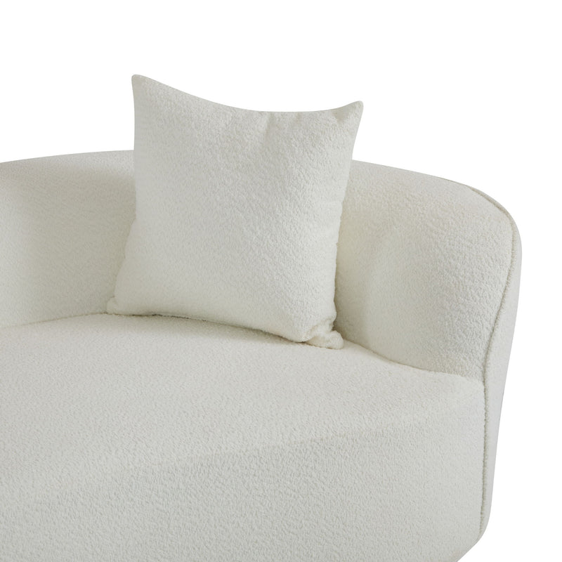 Elegant curved sectional sofa by Noble House with plush foam cushions, showcasing a stylish stationary sofa in a modern living room setting.