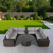 Patio Seating Group With Cushions And Fire Pit - Espresso - R&R Furniture Gallery (Fountain Valley, CA)