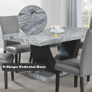Caralin - Dining Table - Engineered Stone & Black - R&R Furniture Gallery (Fountain Valley, CA)