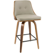 Set of two Lumi Source Gianna mid-century modern counter stools with wooden seats and metal frames, ideal for kitchen or bar area.
