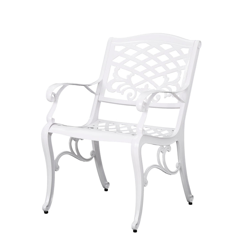 Unravel - Outdoor Arm Chair With Scroll Design And Floral Accents (Set of 2) - White