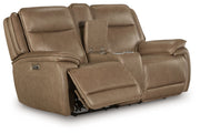 Glencroft - Power Reclining Loveseat With Console / Adjustable Headrest - Sahara - R&R Furniture Gallery (Fountain Valley, CA)