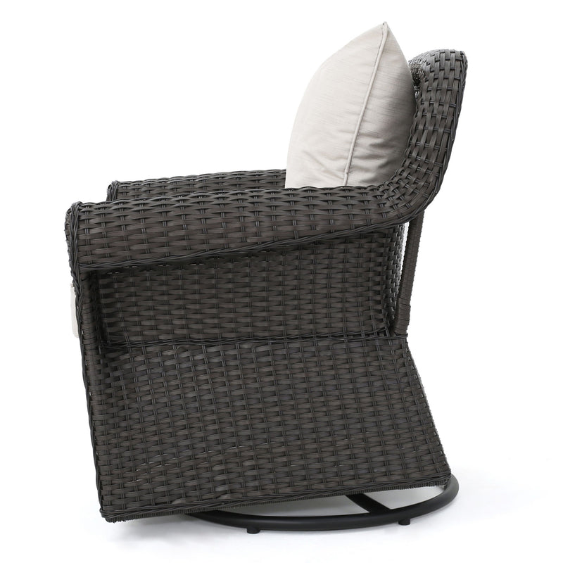 Amaya - Outdoor Swivel Rocker Chair With Water Resistant Cushions - Brown / Beige - R&R Furniture Gallery (Fountain Valley, CA)
