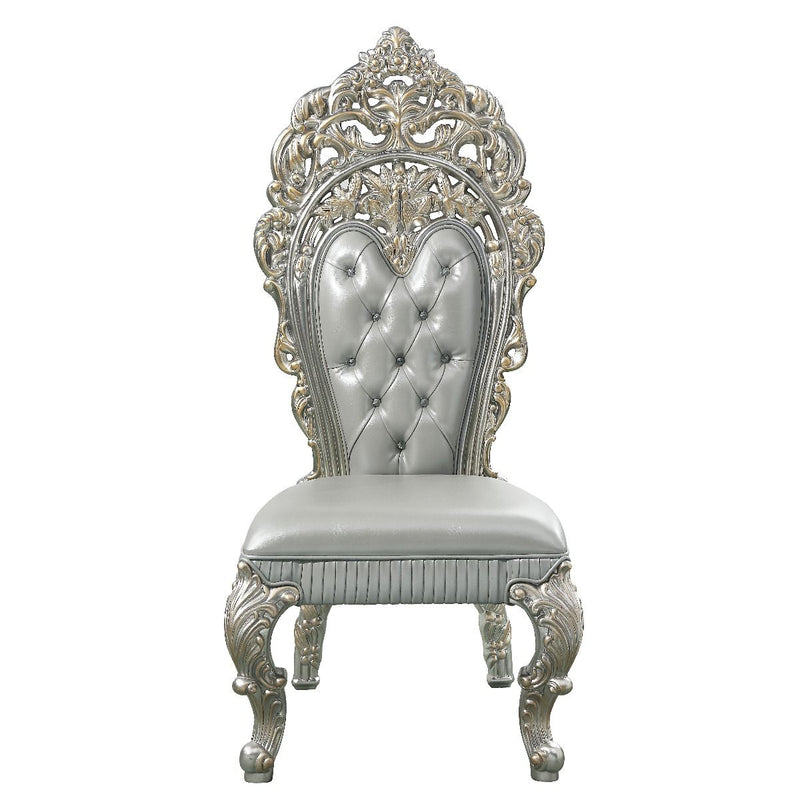 Sandoval - Side Chair (Set of 2) - Beige Synthetic Leather & Champagne - R&R Furniture Gallery (Fountain Valley, CA)