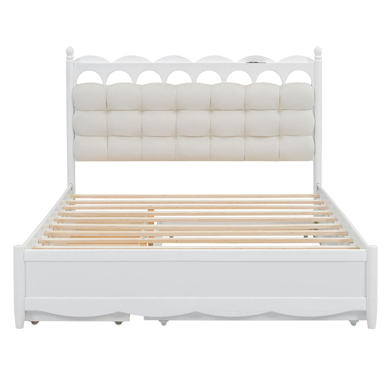 Storage Platform Bed, With 2 Big Drawers, Trundle, One Set Of Sockets & USB Ports - R&R Furniture Gallery (Fountain Valley, CA)