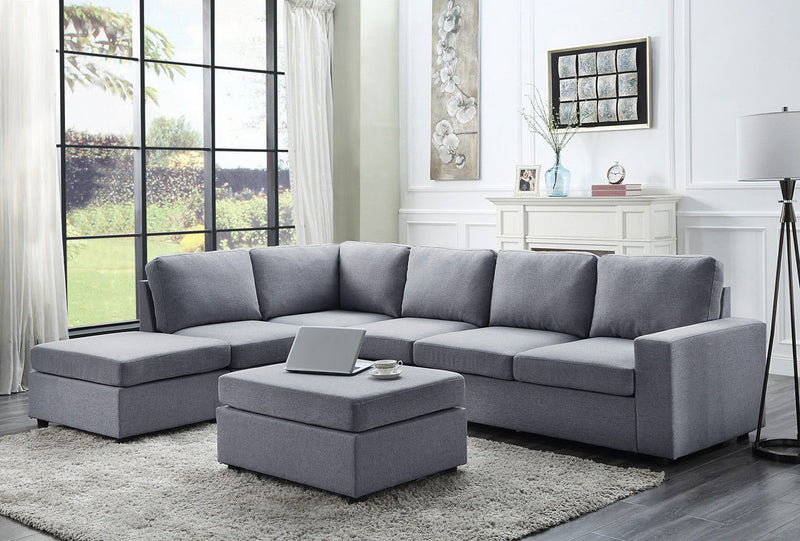 Cassia - 7 Seat Reversible Modular Sectional Sofa With Ottoman - R&R Furniture Gallery (Fountain Valley, CA)