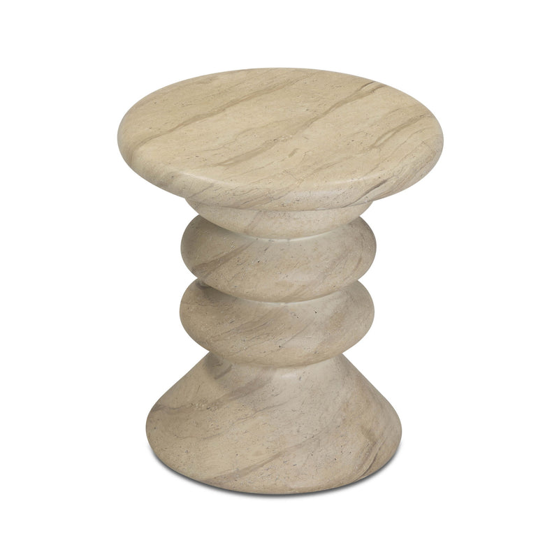 Hyre - Indoor / Outdoor Concrete Side Table - Faux Travertine - R&R Furniture Gallery (Fountain Valley, CA)