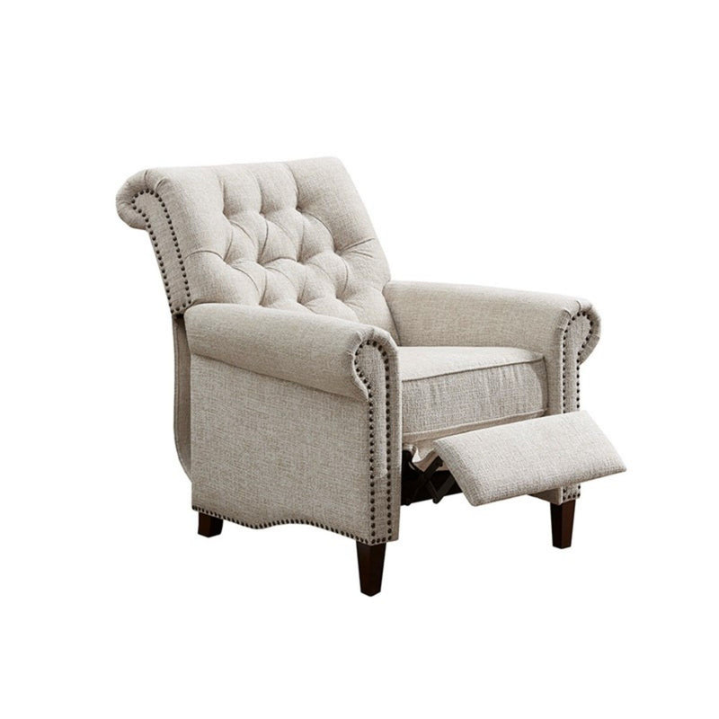 Aidan - Push Back Recliner Chair With Tufted Back And Nailhead Trim - Cream - R&R Furniture Gallery (Fountain Valley, CA)