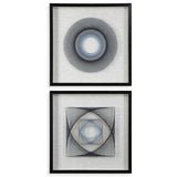Pair of black geometric art wall decor by Uttermost, featuring modern string design on a set of two pieces.