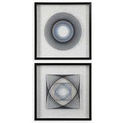 Pair of black geometric art wall decor by Uttermost, featuring modern string design on a set of two pieces.