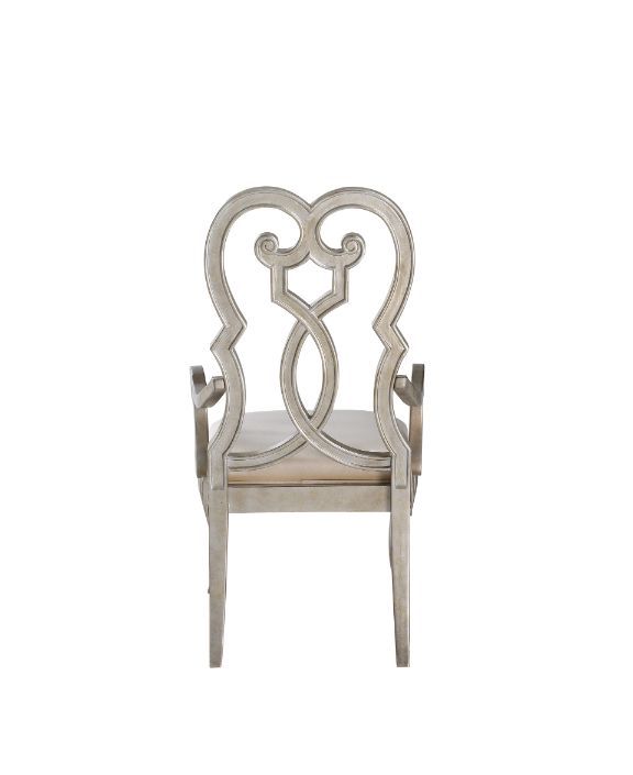 Esteban - Arm Chair (Set of 2) - Ivory Velvet & Antique Champagne - R&R Furniture Gallery (Fountain Valley, CA)