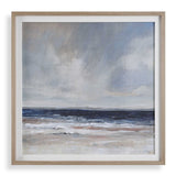 Uttermost Distant Land framed print featuring a blue landscape scene with a modern, sleek wooden frame, suitable for wall decor.