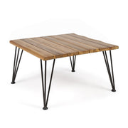 Outdoor Coffee Table With Slat Top And Metal Legs - Teak - R&R Furniture Gallery (Fountain Valley, CA)