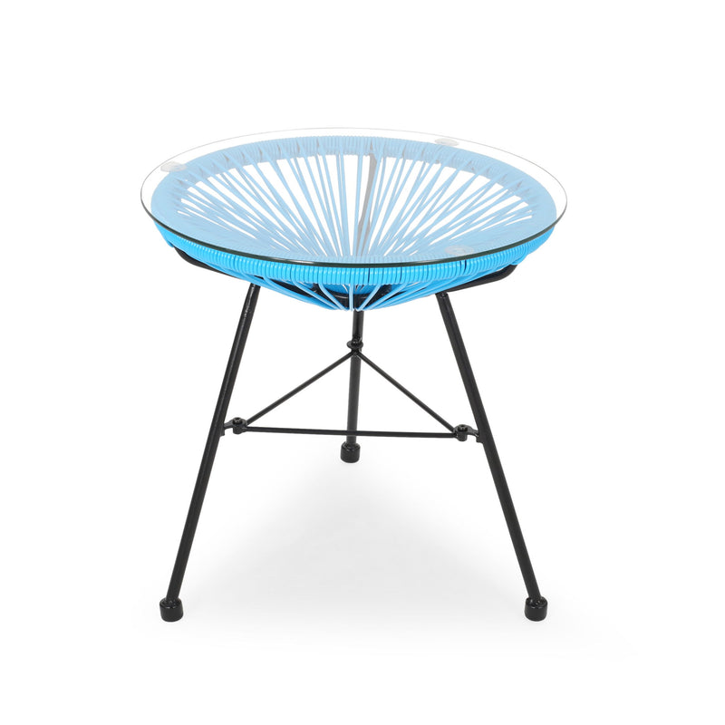 Nusa - Modern Rattan Side Table With Tempered Glass Top - R&R Furniture Gallery (Fountain Valley, CA)