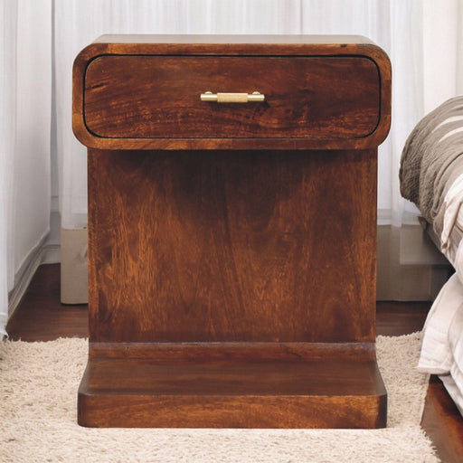 T Bar Rounded Bedside Table - Dark Brown - R&R Furniture Gallery (Fountain Valley, CA)