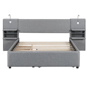 Upholstered Platform Bed With Reading Lights, Drawers, Trundle And Shelves - R&R Furniture Gallery (Fountain Valley, CA)