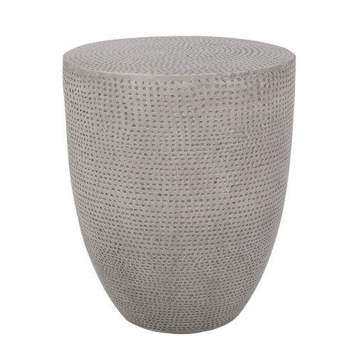 Outdoor lightweight concrete side table by Noble House with a natural finish, ideal for patio or garden seating areas.