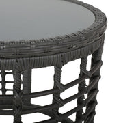 Achill - Outdoor Modern Boho Wicker Side Table With Glass Top - Gray - R&R Furniture Gallery (Fountain Valley, CA)
