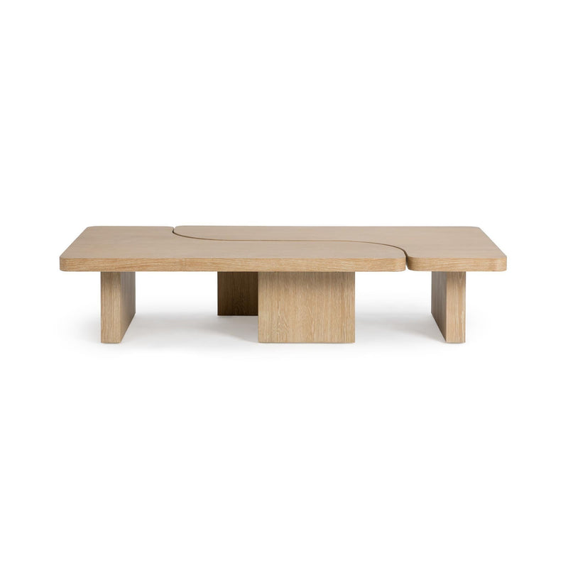 Classic Home Melina coffee table with a sleek wooden surface and modern design, perfect for living room decor.