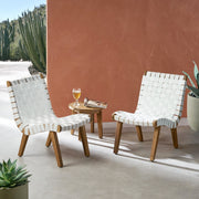 Noble House outdoor 3-piece rope weave patio seating set with cushioned chairs and a matching table on a patio.