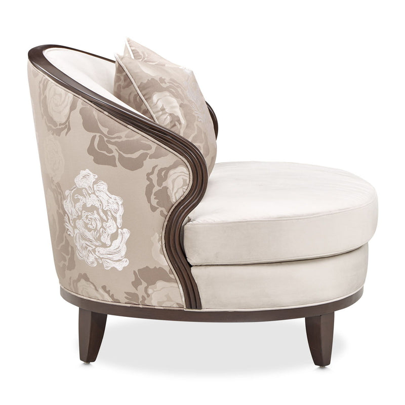 Camellia Field - Velvet Matching Chair - Beige / Dark Brown - R&R Furniture Gallery (Fountain Valley, CA)