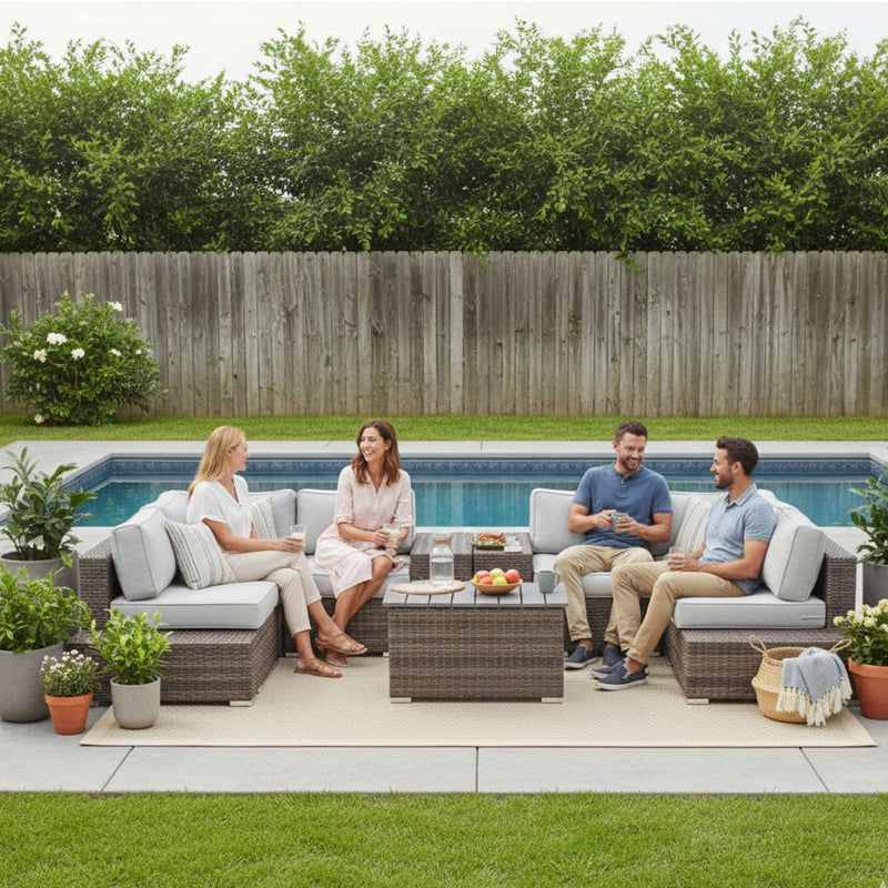 Wicker Sectional Seating Group With Cushions - R&R Furniture Gallery (Fountain Valley, CA)