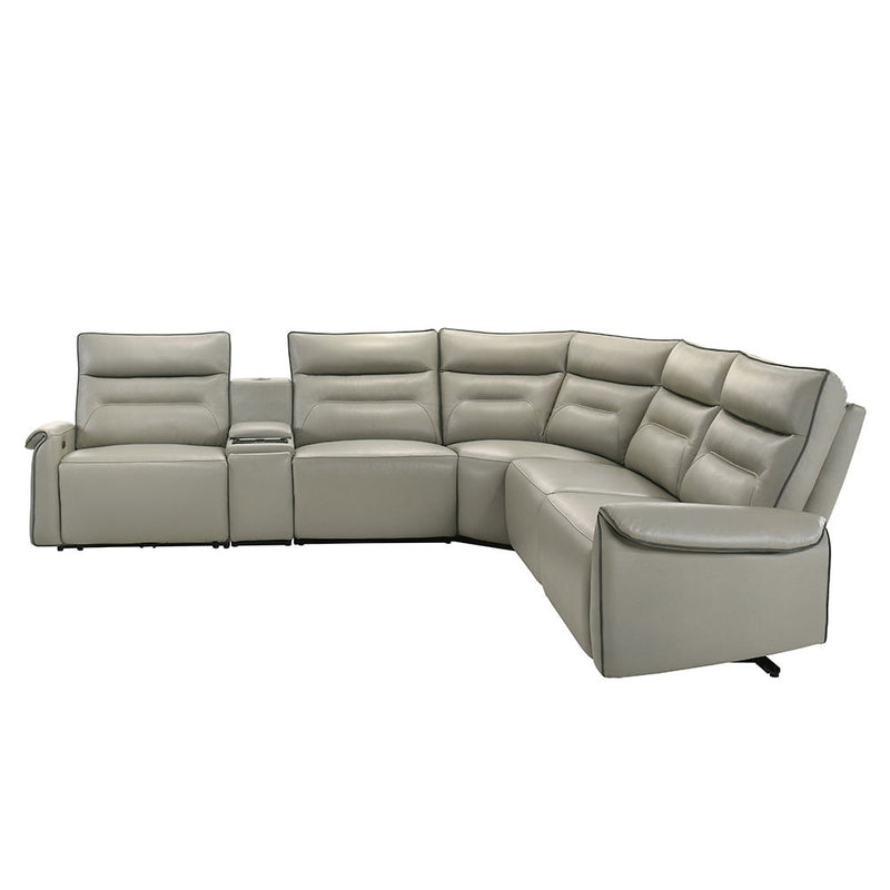 Jayke - Power Motion Sectional Sofa - Light Gray Top Grain Leather Match - R&R Furniture Gallery (Fountain Valley, CA)