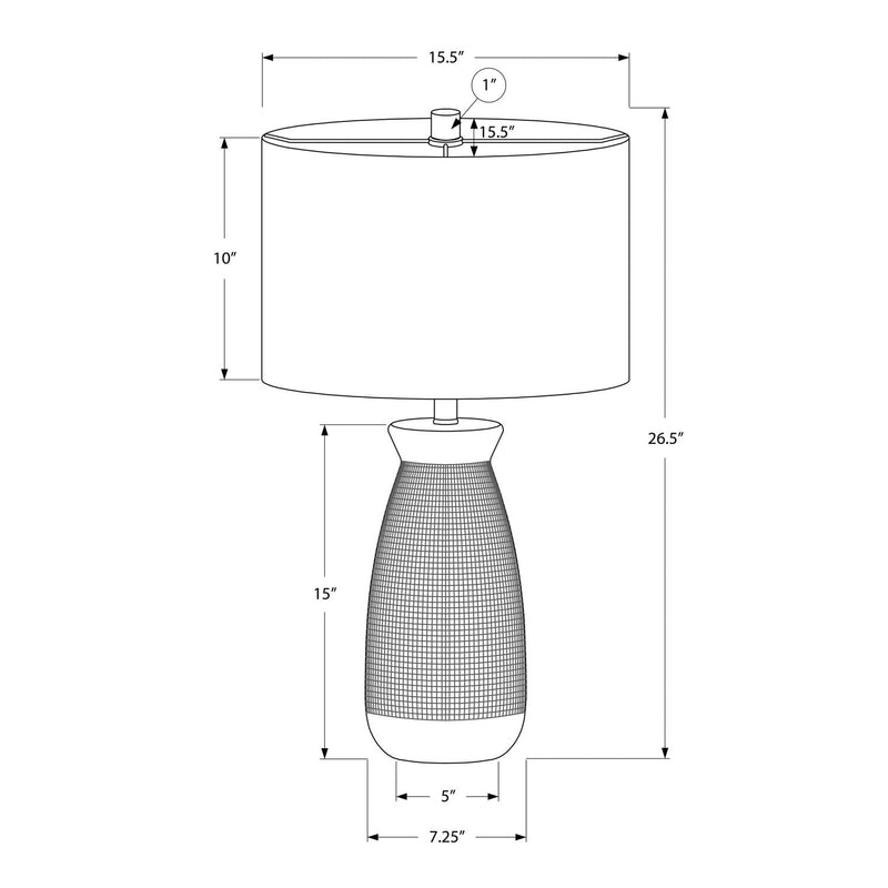 Contemporary cream ceramic and resin table lamp by 8th Street, featuring a sleek, modern design with a white lampshade.