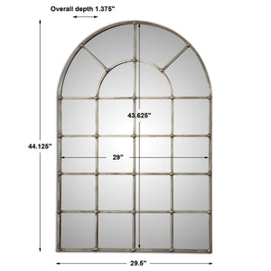 Uttermost Barwell Arch Pearl Silver wall mirror with a sleek, curved design and reflective surface for modern home decor.