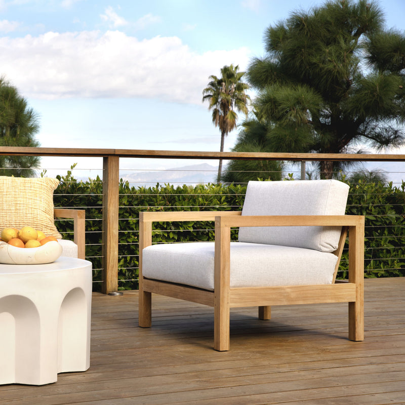 Boe - Outdoor Occasional Chair - Light Gray And Natural Teak
