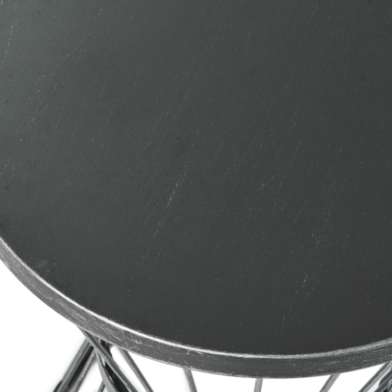 Modern outdoor Lassen side table by Noble House with an hourglass design, featuring a sleek, stylish look for patio or garden use.