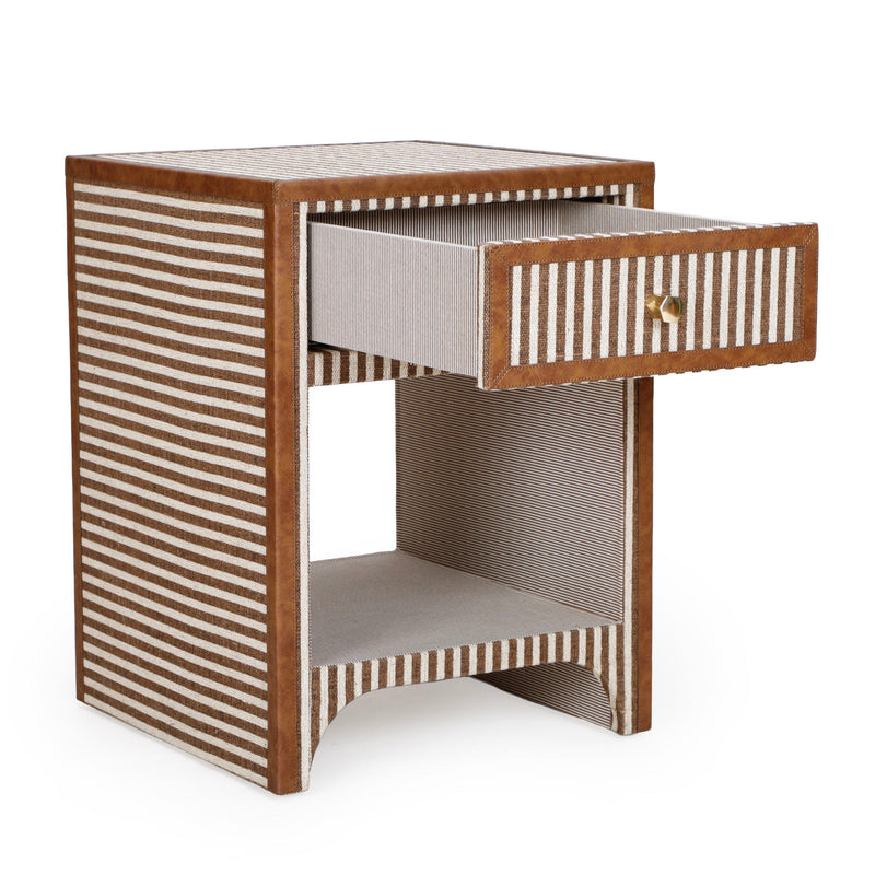 Kora cotton jute accent nightstand by TOV Furniture with a natural woven texture and compact design for bedroom decor