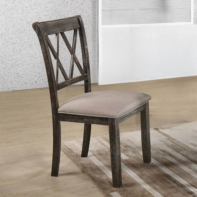 Claudia II - Side Chair (Set of 2) - Beige Fabric & Weathered Gray - R&R Furniture Gallery (Fountain Valley, CA)