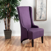Fabric Dining Chair With High Back And Birch Wood Legs - Plum - R&R Furniture Gallery (Fountain Valley, CA)