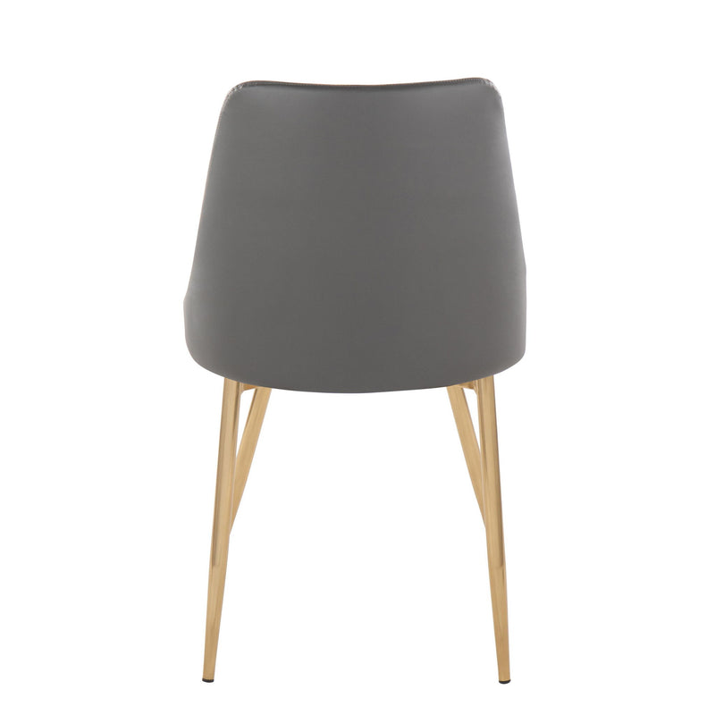Pair of Lumi Source Marche contemporary dining chairs with metal legs, featuring sleek design and cushioned seats.