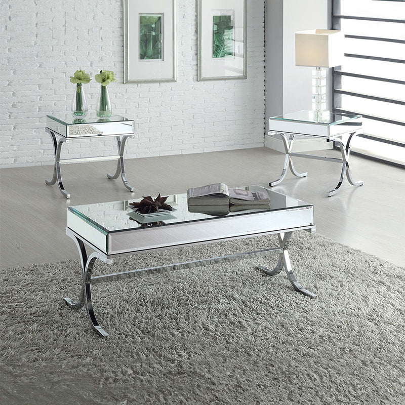 Yuri - End Table - Mirrored & Chrome - R&R Furniture Gallery (Fountain Valley, CA)