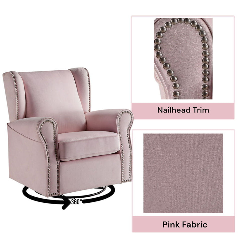 Tamaki - Swivel Chair With Glider - Pink Fabric - R&R Furniture Gallery (Fountain Valley, CA)
