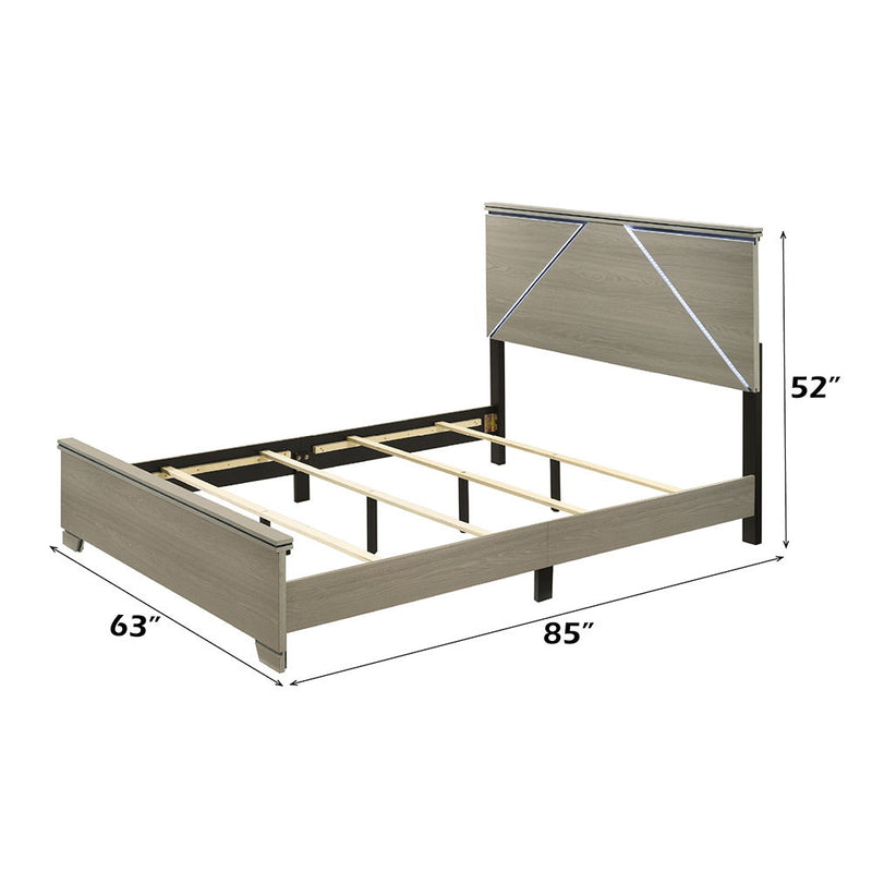 Joanna - Queen Bed With LED - Weathered Gray - R&R Furniture Gallery (Fountain Valley, CA)