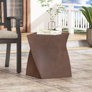 Brown outdoor lightweight concrete side table by Noble House with a modern, minimalist design suitable for outdoor living spaces.