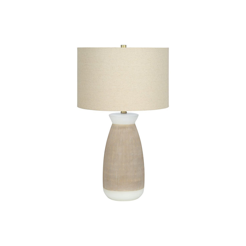 Cream ceramic and resin table lamp by 8th Street featuring a contemporary design and modern lighting style.