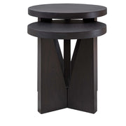 Uttermost Nadette nesting tables set of 2 with sleek wooden tops and metal frames for modern living room decor.