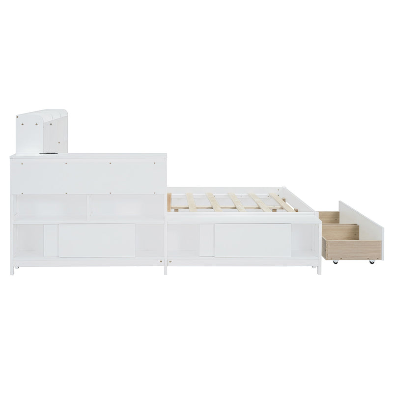 Platform Bed With Multi Functional Storage Space, Nightstand, 2 Drawers, USB Ports And Desk - R&R Furniture Gallery (Fountain Valley, CA)