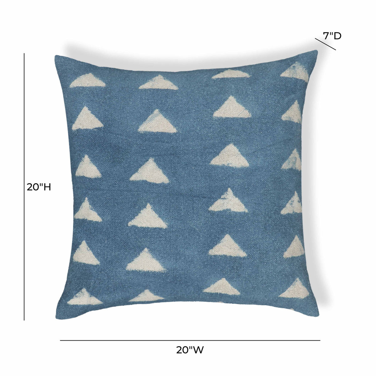 Indigo - Triangles Cotton Square Accent Pillow - Indigo - R&R Furniture Gallery (Fountain Valley, CA)