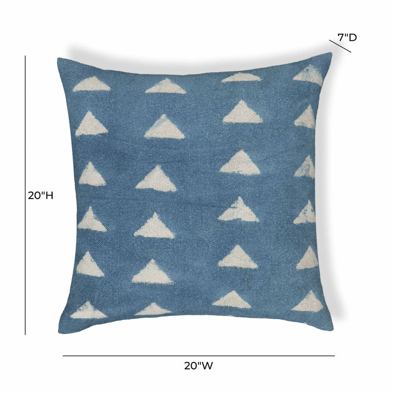 Indigo - Triangles Cotton Square Accent Pillow - Indigo - R&R Furniture Gallery (Fountain Valley, CA)