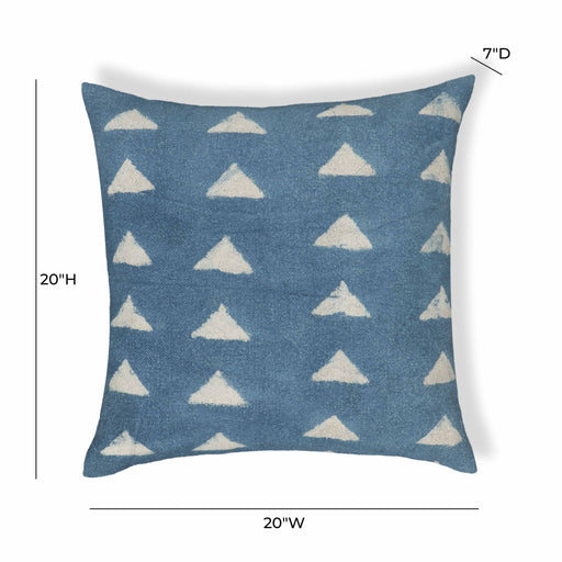 Indigo - Triangles Cotton Square Accent Pillow - Indigo - R&R Furniture Gallery (Fountain Valley, CA)