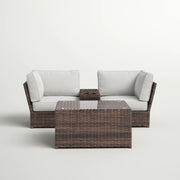 Comfortable Modern Patio Rattan Sectional Set With Cushions - R&R Furniture Gallery (Fountain Valley, CA)