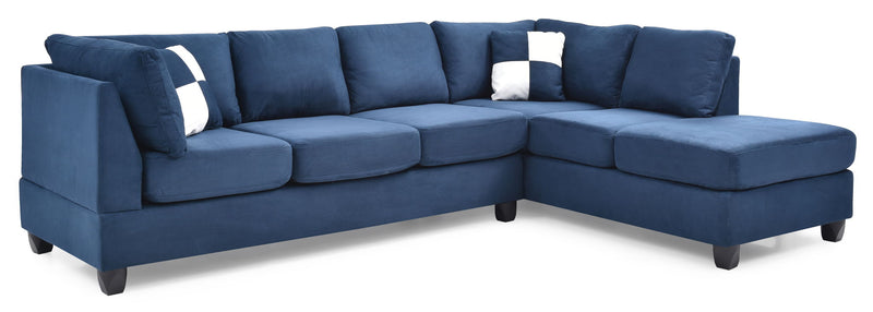 Glory Furniture Malone Comfort Stationary Sectional sofa with plush cushions and neutral fabric upholstery in a modern living room setting