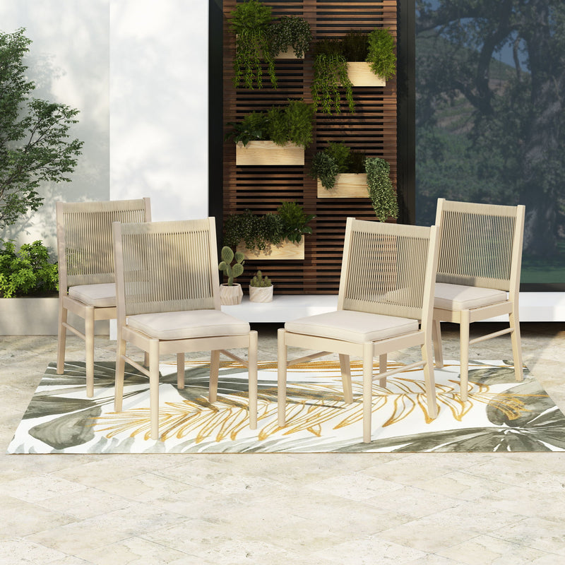 Cordoba - Dining Chair (Set of 2) Comfortable Armless Chairs - Beige - R&R Furniture Gallery (Fountain Valley, CA)